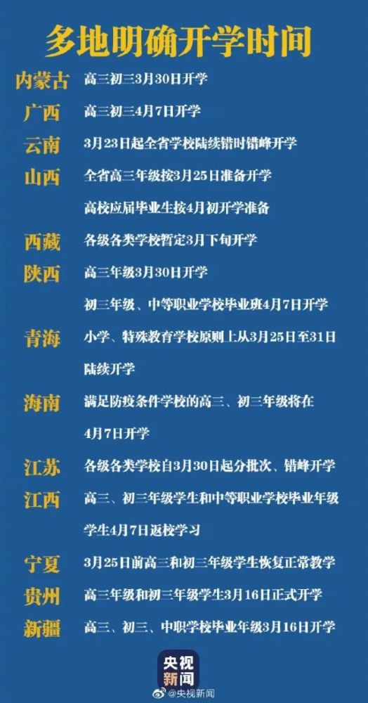 全国开学时间！全国31省市开学时间表